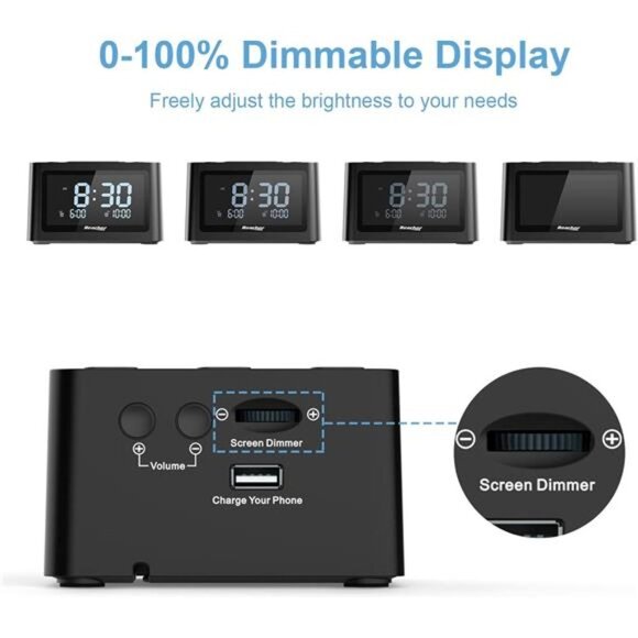 Dual Alarm Clock & Sleep Sound Machine, USB Charger, 12 Soothing Sounds - Picture 6 of 7